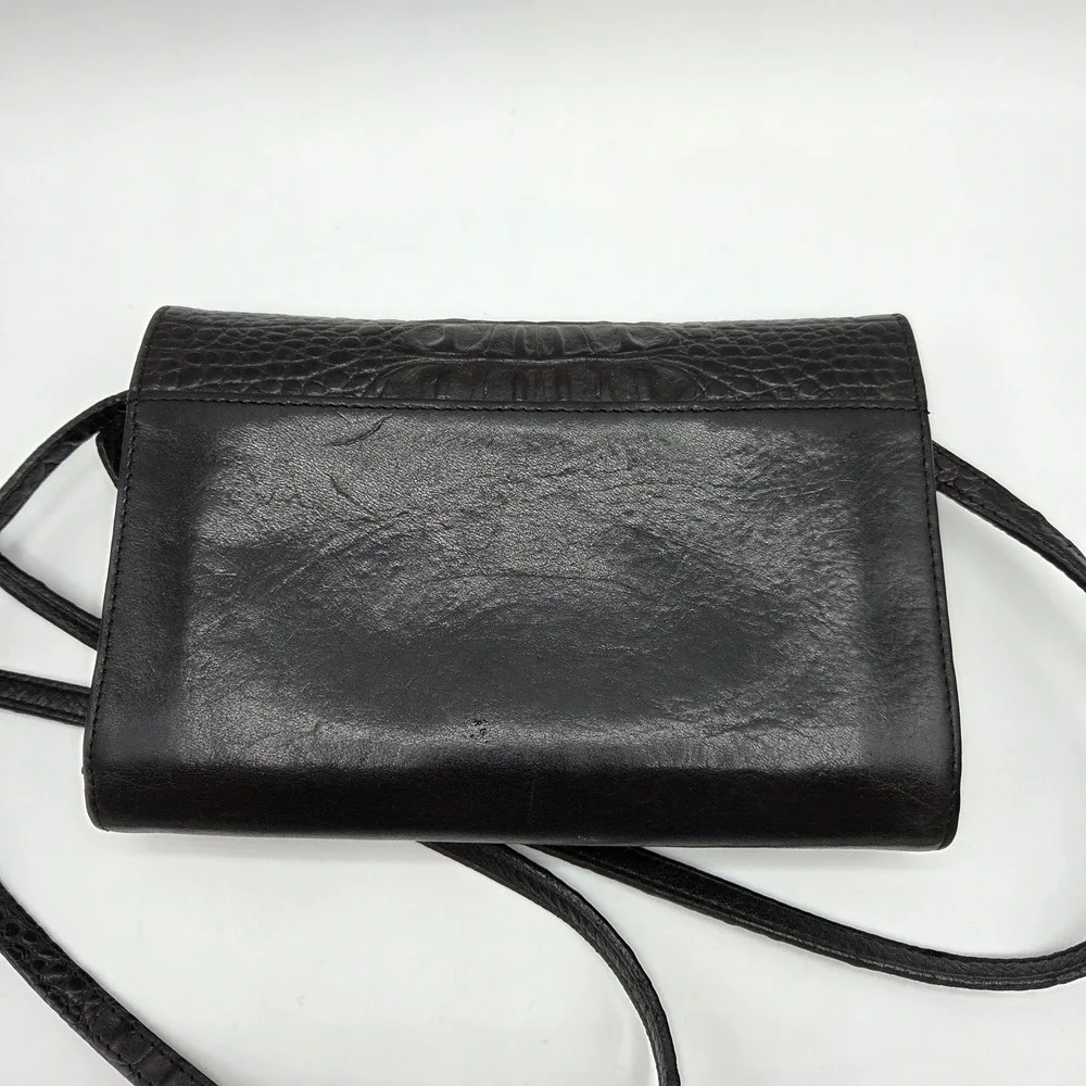 Brighton Vintage Leather Croc Embossed Wallet Style Crossbody Small Bag Boho Y2K